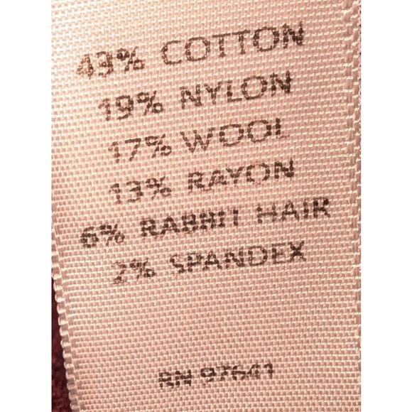 J. Jill Rabbit Hair Wool Cotton Blend Babydoll Popover Sweater Burgundy Size 2X - Picture 5 of 5